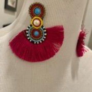 African Bohemian  Fan Tassel Earrings